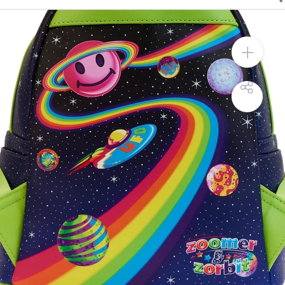 New Lisa Frank Zoomer & Zorbit glow in the dark neon mini Loungefly backpack HTF - Picture 3 of 11